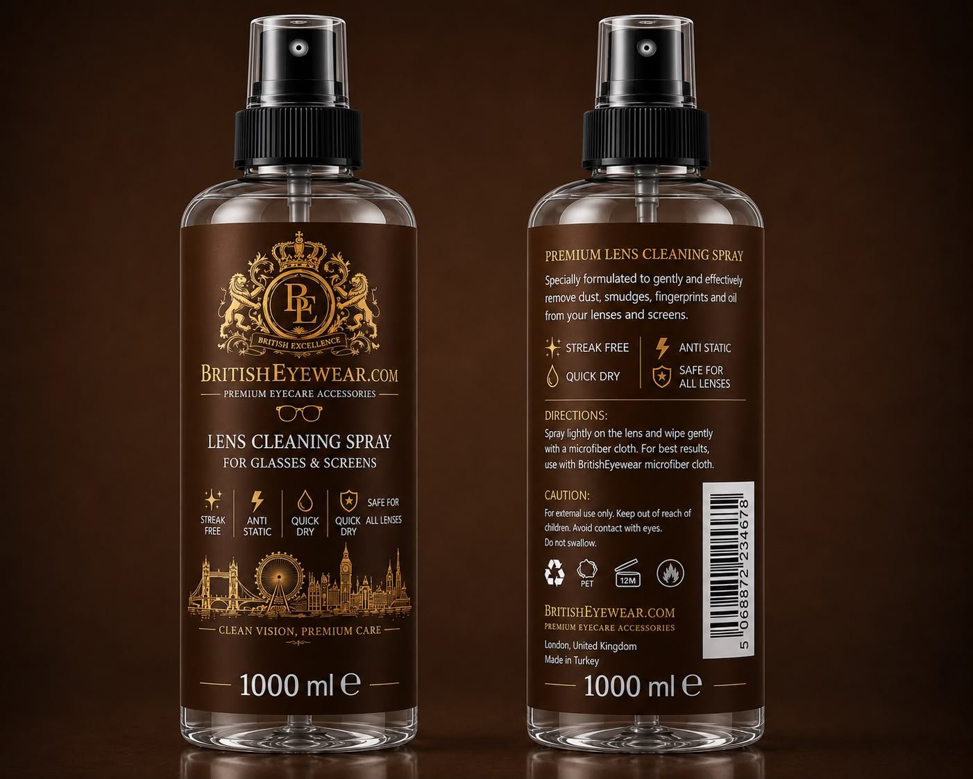 Gözlük Temizleme Spreyi 1000 ml Brown