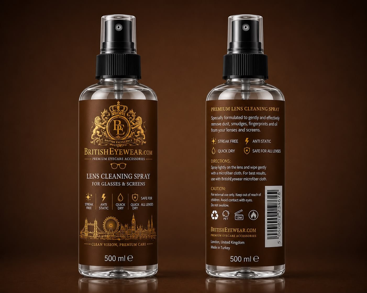 Gözlük Temizleme Spreyi 500 ml Brown