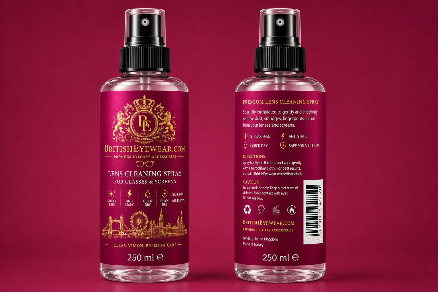 Gözlük Temizleme Spreyi 250 ml Pink