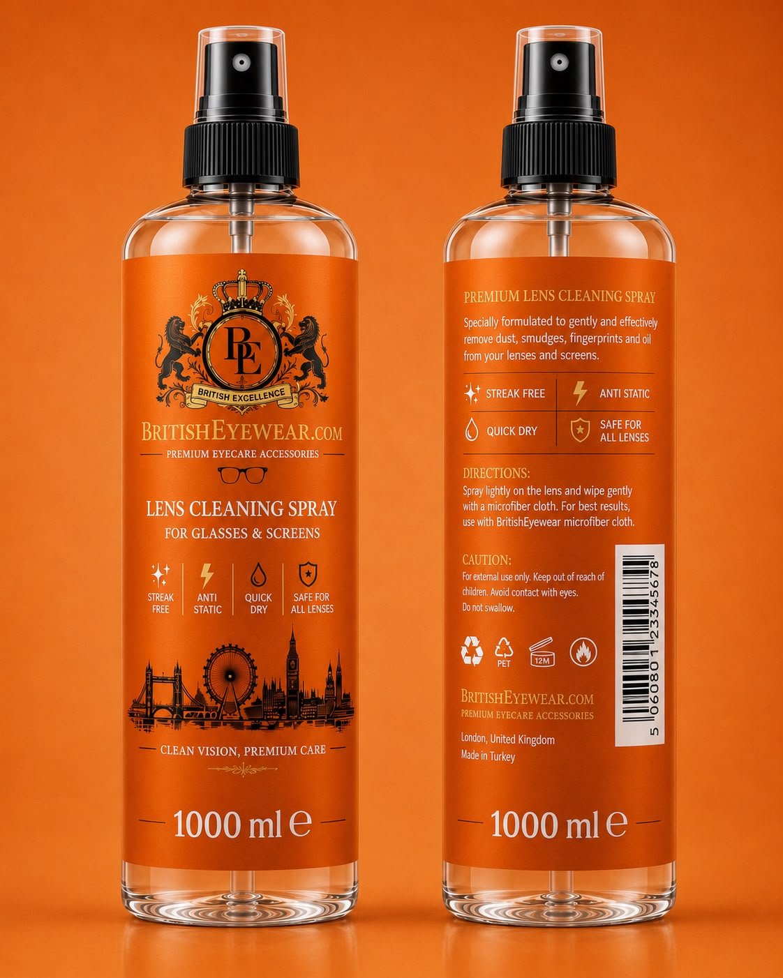 Gözlük Temizleme Spreyi 1000 ml Orange