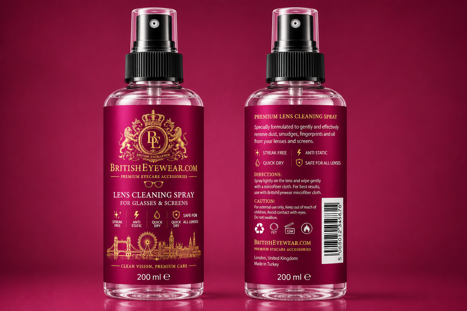 Gözlük Temizleme Spreyi 200 ml Pink