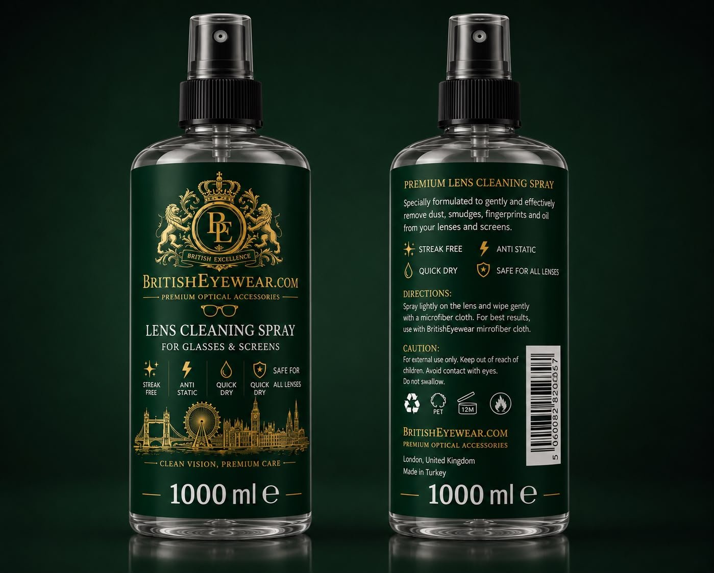 Gözlük Temizleme Spreyi 1000 ml Green