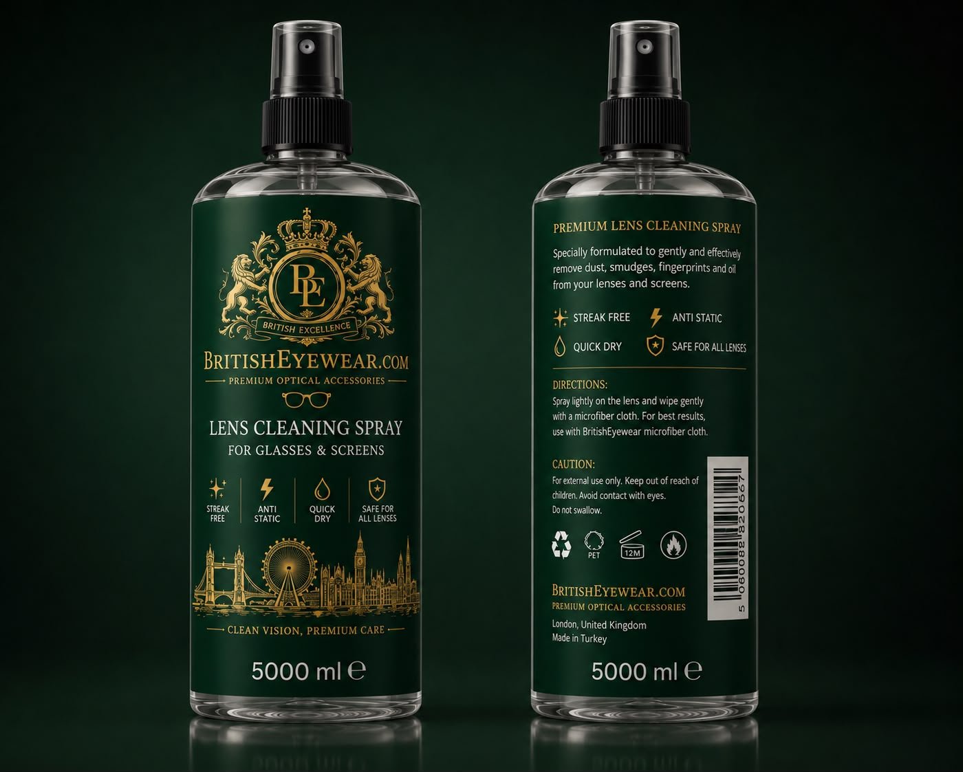 Gözlük Temizleme Spreyi 5000 ml Green