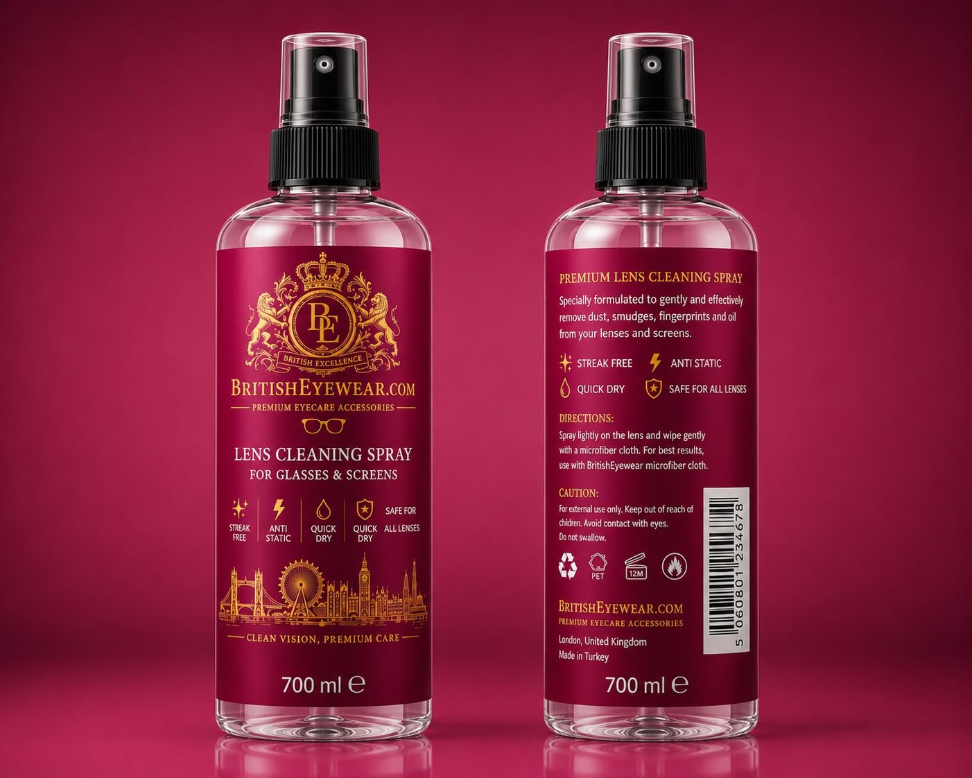 Gözlük Temizleme Spreyi 700 ml Pink