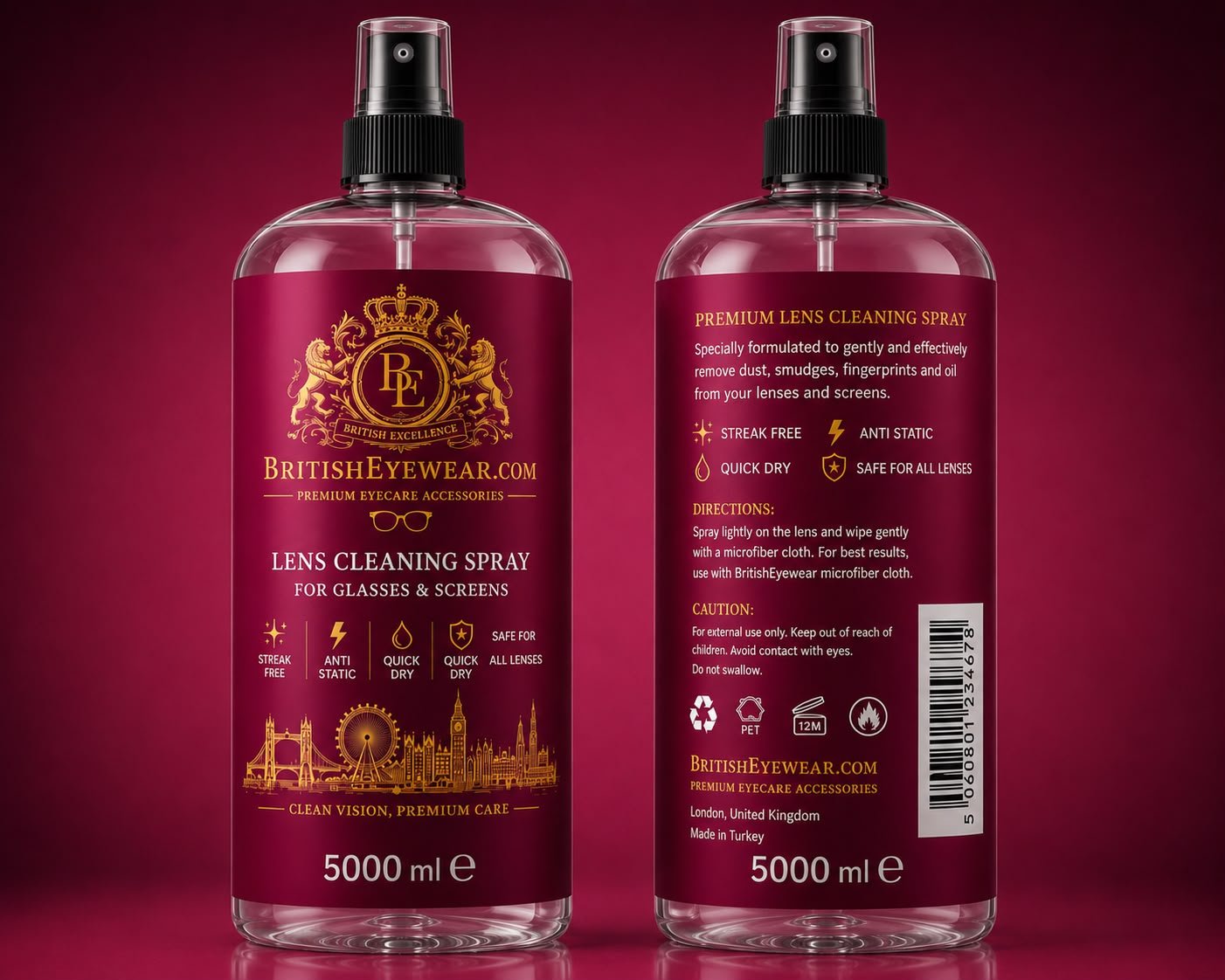 Gözlük Temizleme Spreyi 5000 ml Pink