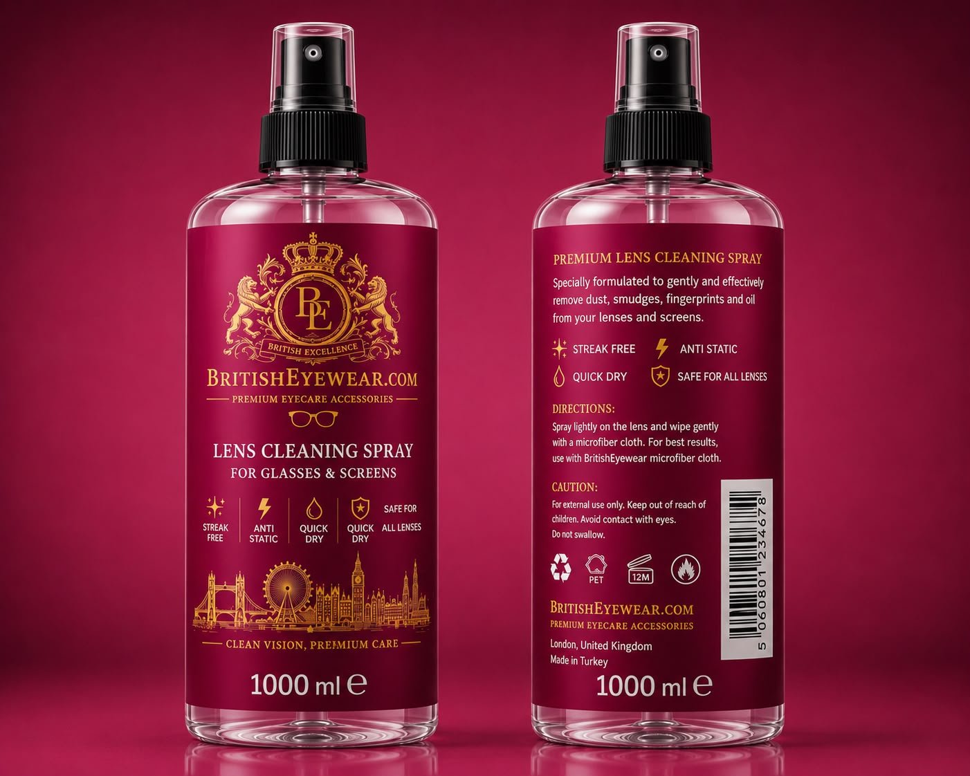 Gözlük Temizleme Spreyi 1000 ml Pink