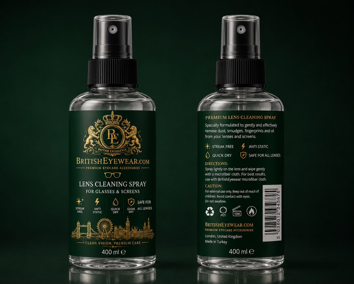 Gözlük Temizleme Spreyi 400 ml Green