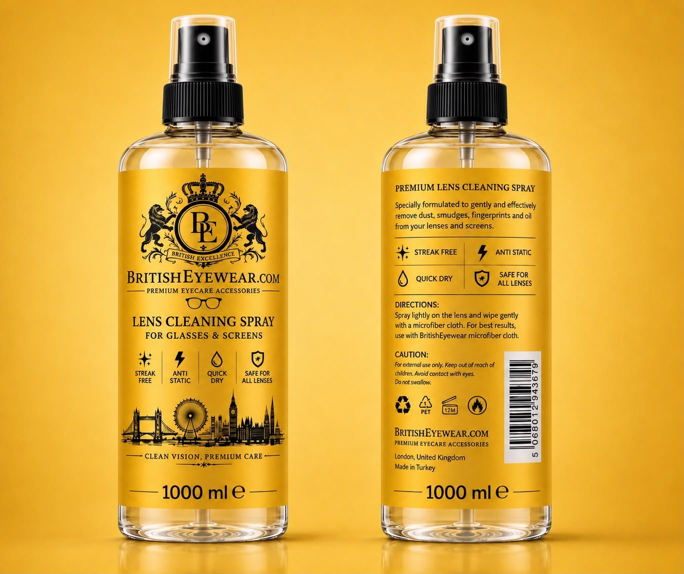 Gözlük Temizleme Spreyi 1000 ml Yellow