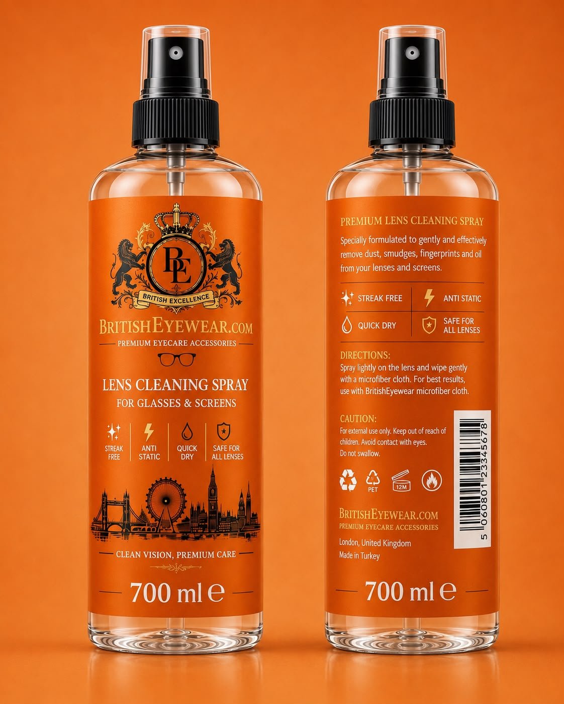 Gözlük Temizleme Spreyi 700 ml Orange