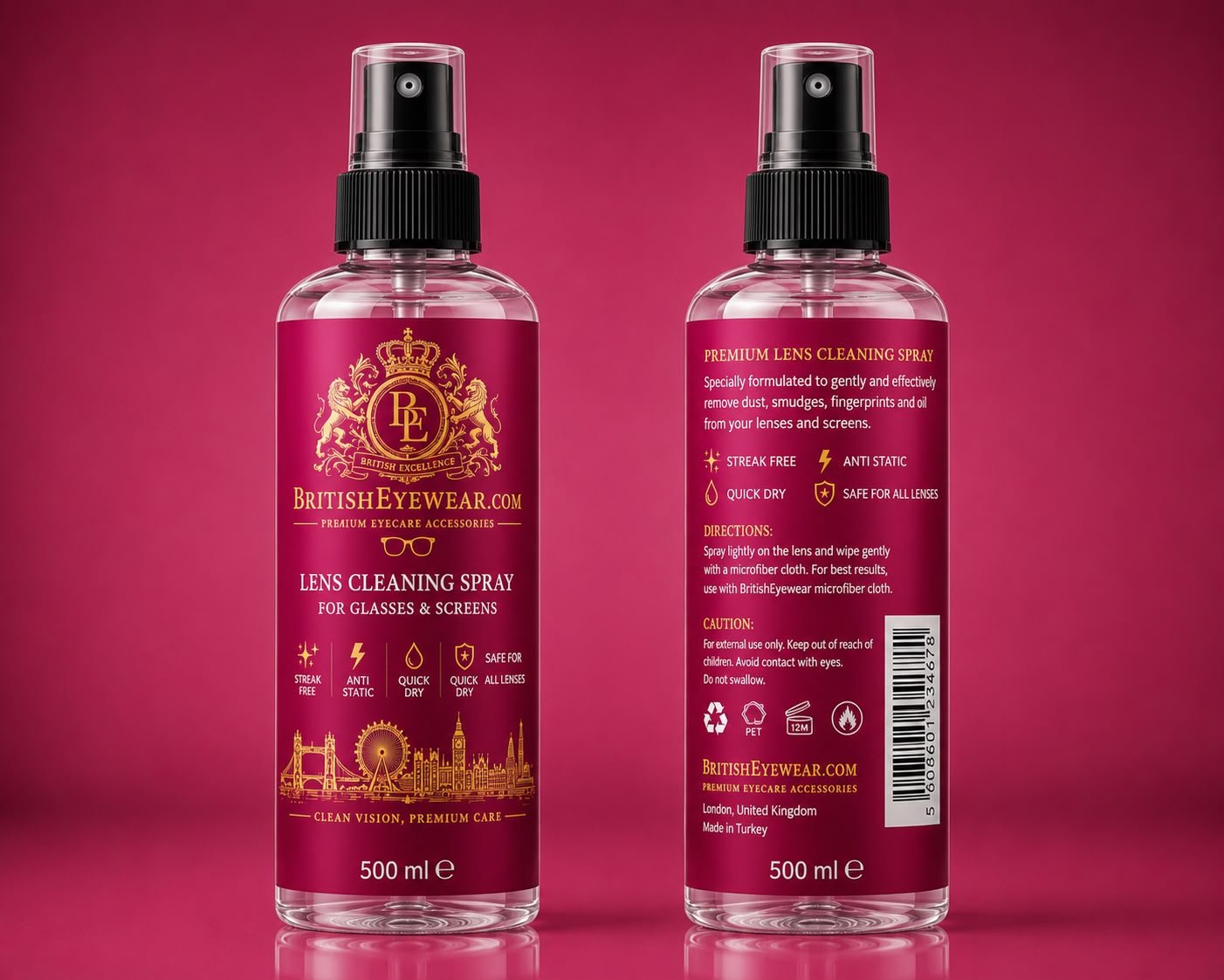 Gözlük Temizleme Spreyi 500 ml Pink